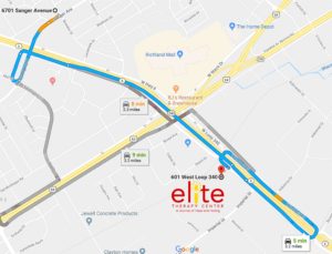 Google Map connection from Old Elite Therapy Center office to New Elite Therapy Center Waco