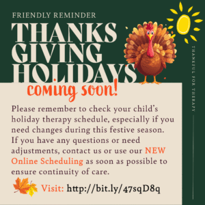 Holiday Scheduling made easy with ONLINE Scheduling in ALL Elite Therapy Clinics